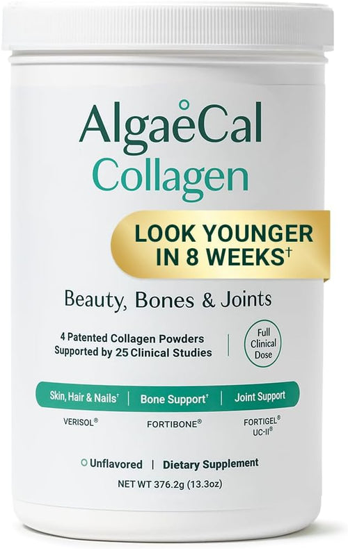 AlgaeCal Collagen – 4 Clinically Supported Peptides for Bone, Joint & Skin Health (30 Servings)