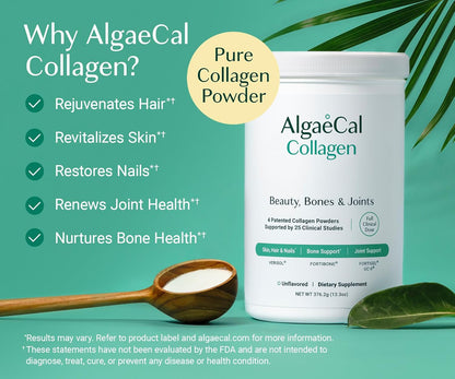 AlgaeCal Collagen – 4 Clinically Supported Peptides for Bone, Joint & Skin Health (30 Servings)