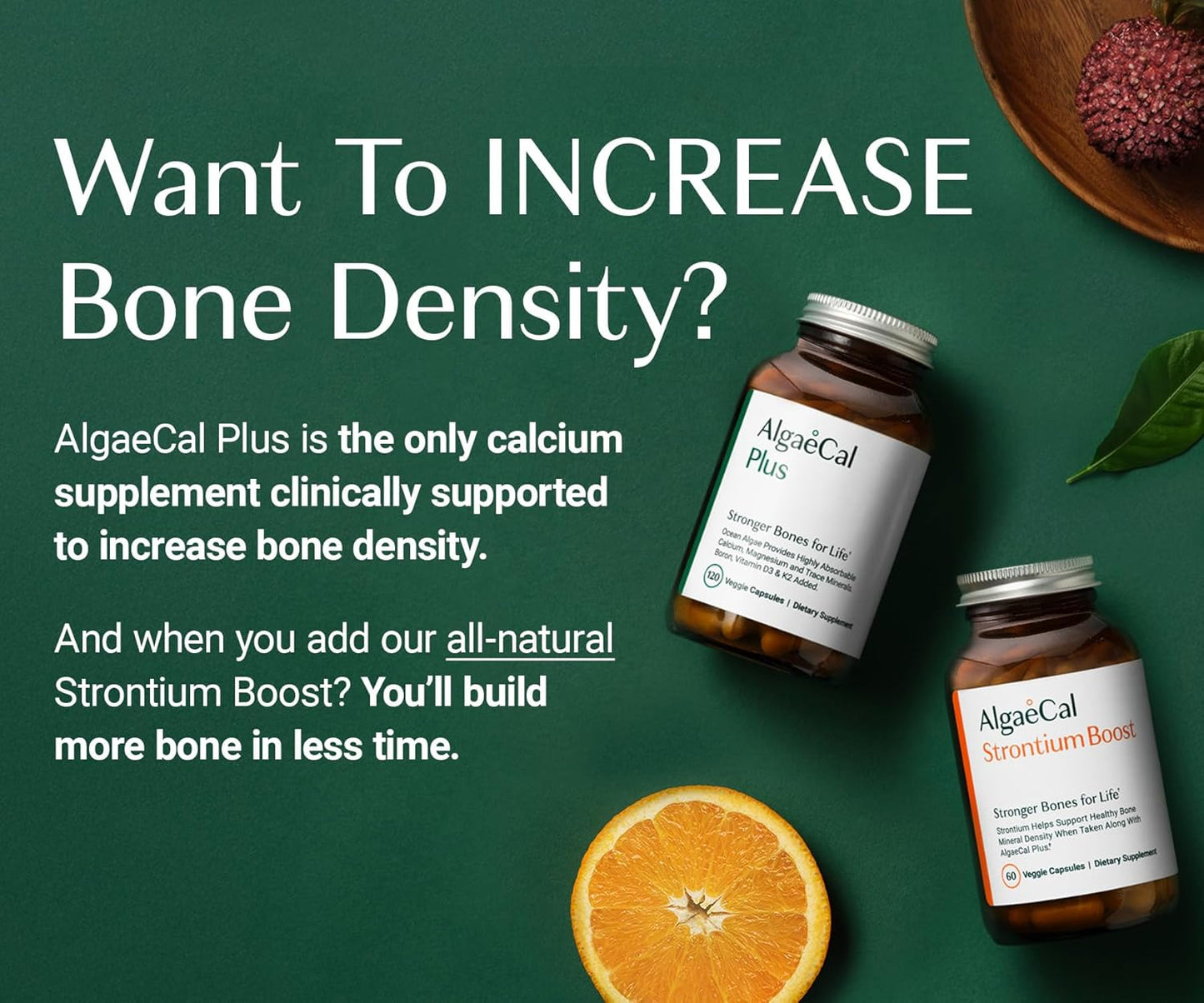 AlgaeCal Bone Builder Pack – Plant-Based Calcium & Strontium for Bone Strength and Density