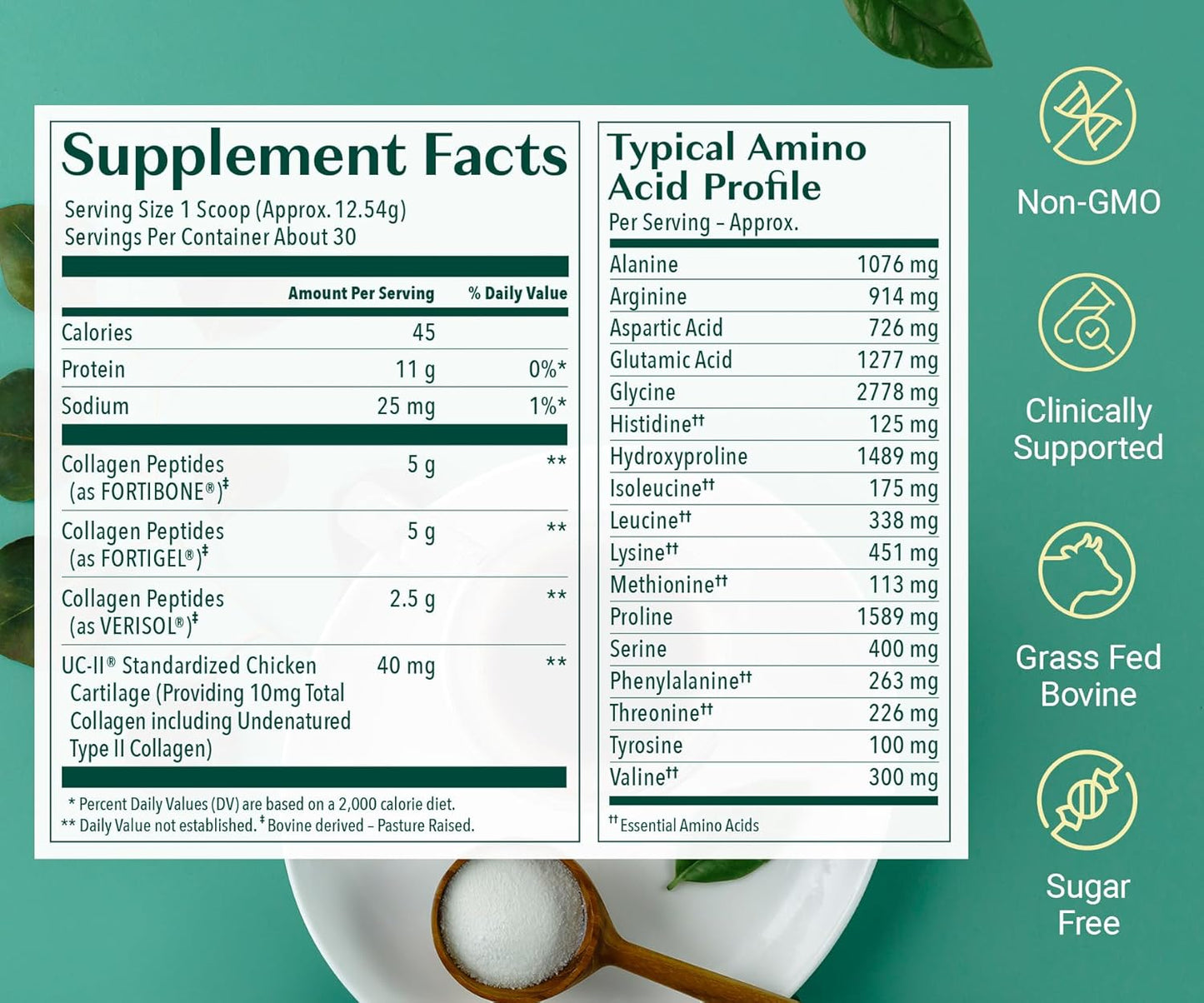 AlgaeCal Collagen – 4 Clinically Supported Peptides for Bone, Joint & Skin Health (30 Servings)